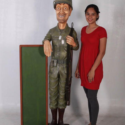 Soldier with Menu Board Life Size Statue - LM Treasures 