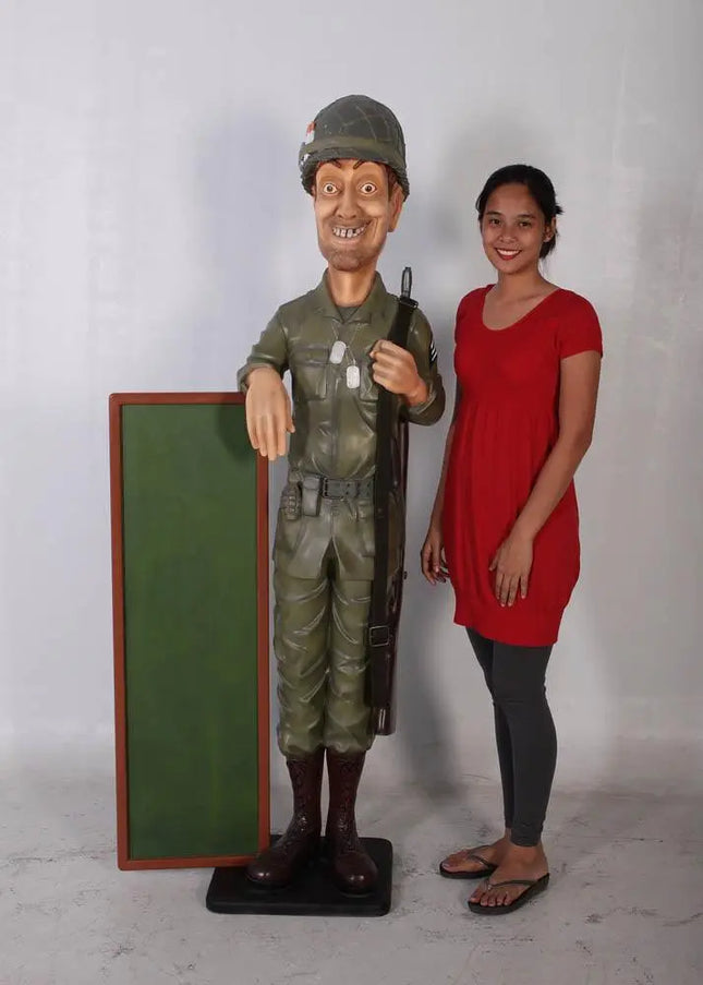 Soldier with Menu Board Life Size Statue LM Treasures - H