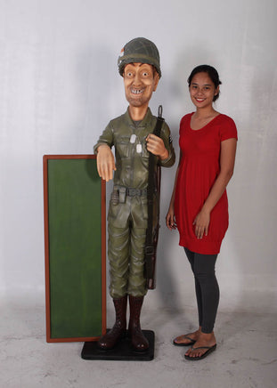 Soldier with Menu Board Life Size Statue - LM Treasures 