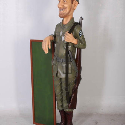 Soldier with Menu Board Life Size Statue - LM Treasures 