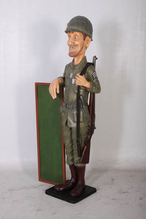 Soldier Statue with Menu Board Life Size Statue American Army Soldier Display - LM Treasures 