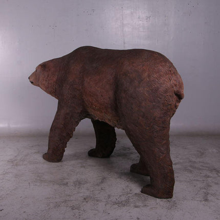 Brown Grizzly Bear Walking Life Size Statue - LM Treasures 