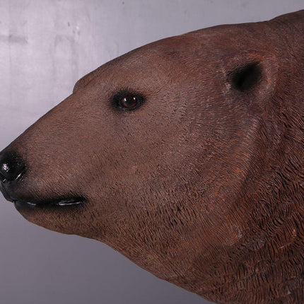 Brown Grizzly Bear Walking Life Size Statue - LM Treasures 