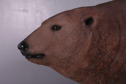 Brown Grizzly Bear Walking Life Size Statue - LM Treasures 