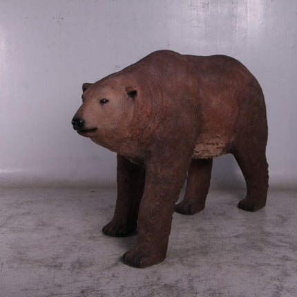 Brown Grizzly Bear Walking Life Size Statue - LM Treasures 