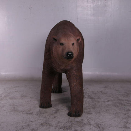 Brown Grizzly Bear Walking Life Size Statue - LM Treasures 
