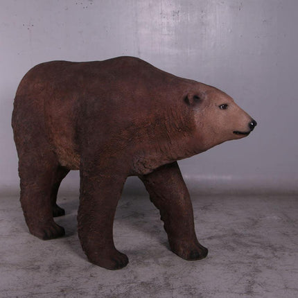 Brown Grizzly Bear Walking Life Size Statue - LM Treasures 