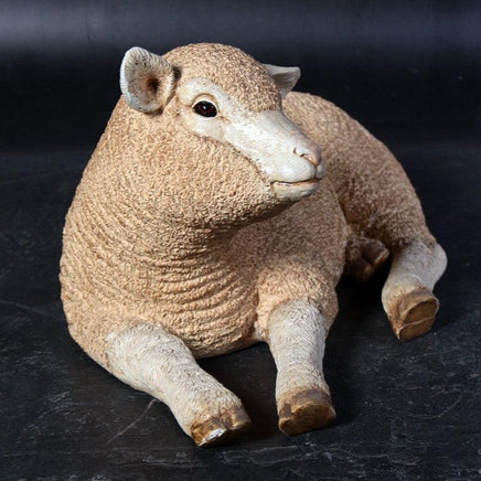 Laying Baby Merino Lamb Life Size Statue - LM Treasures 