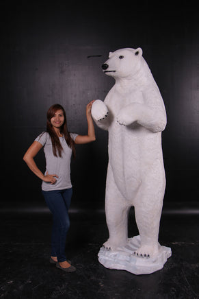 Polar Bear On Base Life Size Statue - LM Treasures 