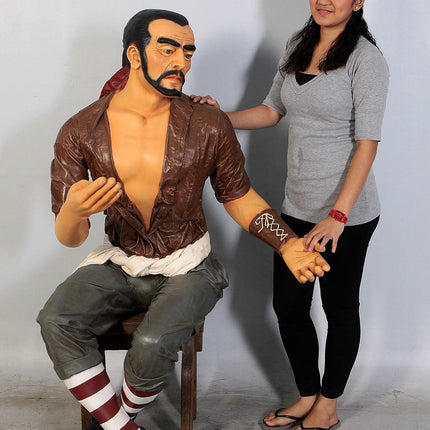 Sitting Pirate Carlos Life Size Statue - LM Treasures 