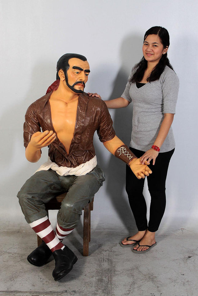 Sitting Pirate Carlos Life Size Statue - LM Treasures 