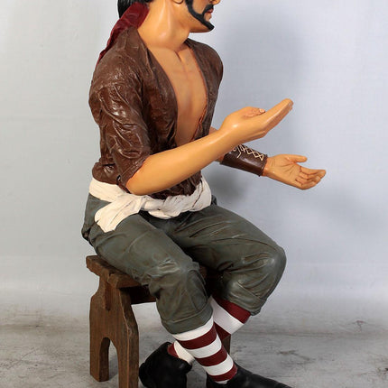 Sitting Pirate Carlos Life Size Statue - LM Treasures 