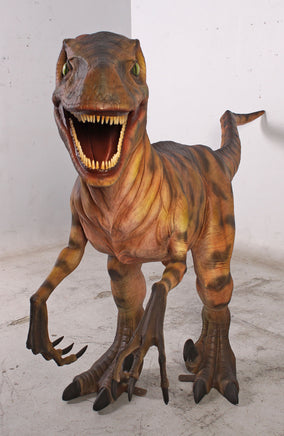 Brown Deinonychus Dinosaur Life Size Statue - LM Treasures 