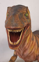 Brown Deinonychus Dinosaur Life Size Statue - LM Treasures 