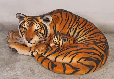 Bengal Tiger With Cub Life Size Statue - LM Treasures 