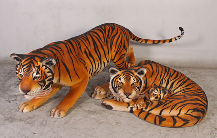 Bengal Tiger With Cub Life Size Statue - LM Treasures 