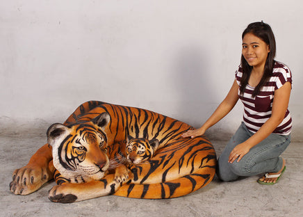 Bengal Tiger With Cub Life Size Statue - LM Treasures 