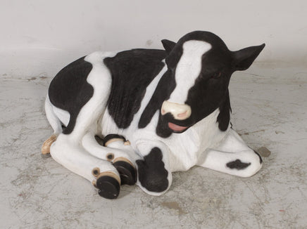 New Born Holstein Calf Laying Life Size Statue - LM Treasures 