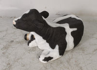New Born Holstein Calf Laying Life Size Statue - LM Treasures 