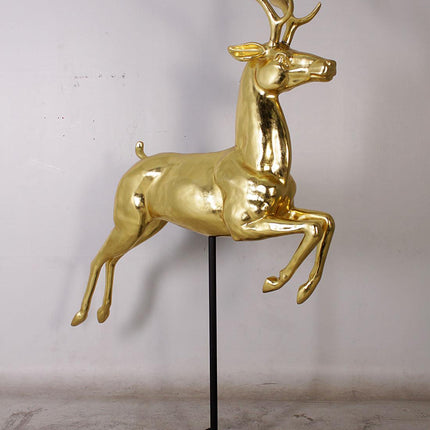Flying Gold Reindeer On Base Statue - LM Treasures 