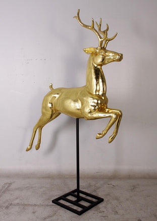 Flying Gold Reindeer On Base Statue - LM Treasures 