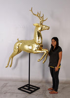 Flying Gold Reindeer On Base Statue - LM Treasures 