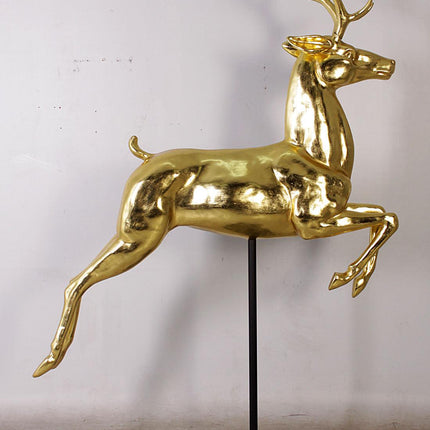 Flying Gold Reindeer On Base Statue - LM Treasures 