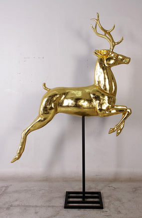 Flying Gold Reindeer On Base Statue - LM Treasures 