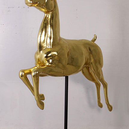 Flying Gold Reindeer On Base Statue - LM Treasures 