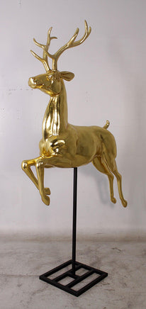 Flying Gold Reindeer On Base Statue - LM Treasures 