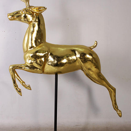Flying Gold Reindeer On Base Statue - LM Treasures 