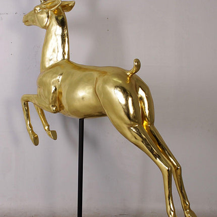 Flying Gold Reindeer On Base Statue - LM Treasures 