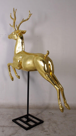 Flying Gold Reindeer On Base Statue - LM Treasures 