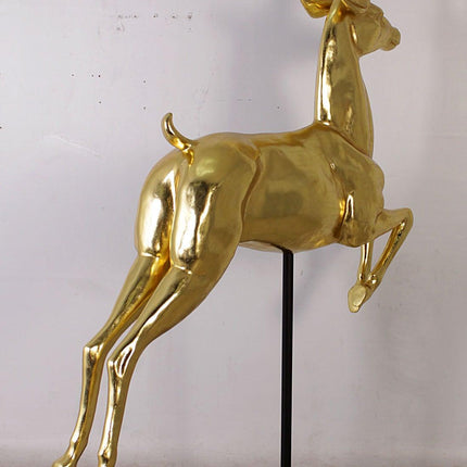 Flying Gold Reindeer On Base Statue - LM Treasures 