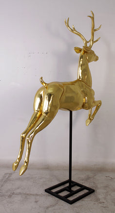 Gold Reindeer On Base Statue - LM Treasures 