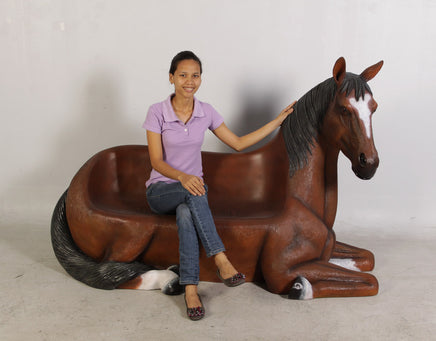 Horse Bench Life Size Statue - LM Treasures 