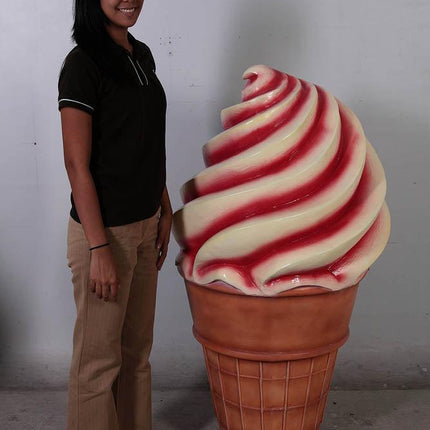 Soft Serve Strawberry Ice Cream Over Sized Statue - LM Treasures 