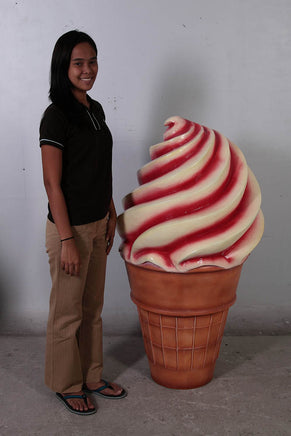 Soft Serve Strawberry Ice Cream Over Sized Statue - LM Treasures 