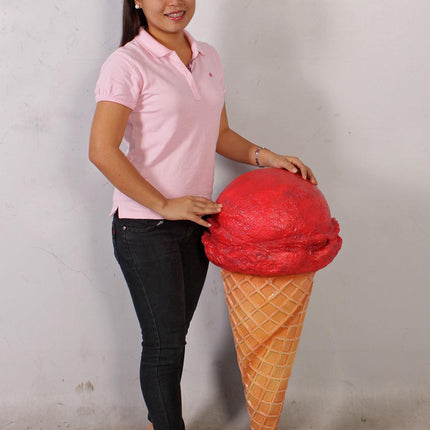 One Scoop Strawberry Ice Cream Over Sized Statue - LM Treasures 