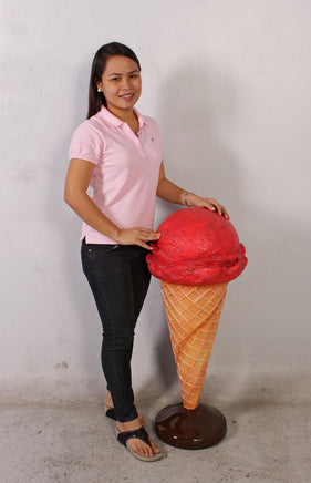 One Scoop Strawberry Ice Cream Over Sized Statue - LM Treasures 