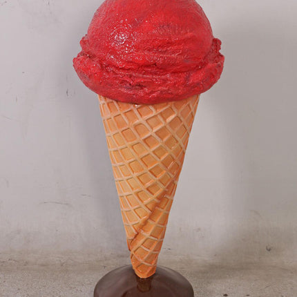 One Scoop Strawberry Ice Cream Over Sized Statue - LM Treasures 
