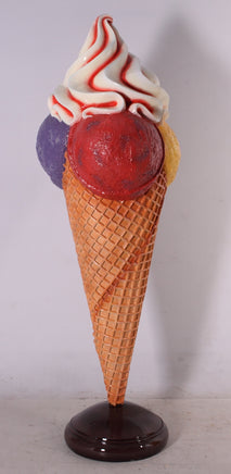 Multi-Colored Three Scoop Ice Cream Over Sized Statue - LM Treasures 
