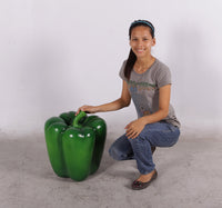 Vegetable Bell Pepper Green Over Sized Restaurant Prop Resin Statue - LM Treasures 