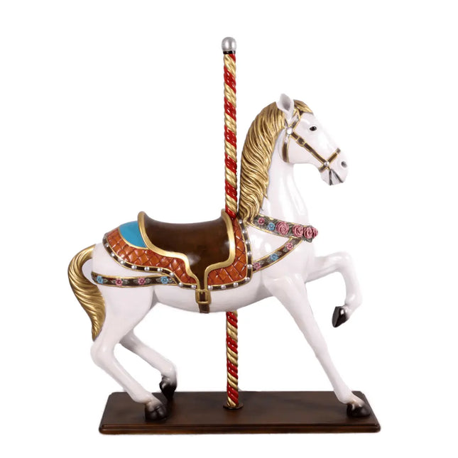 White Majestic Carousel Horse Life Size Statue LM Treasures - H