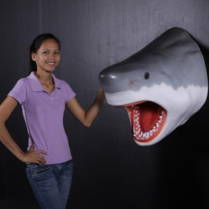Large Great White Shark Head Statue - LM Treasures 