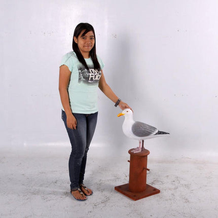 Seagull On Post Life Size Statue - LM Treasures 