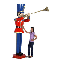 Large Red Trumpet Toy Soldier Christmas Statue - LM Treasures 