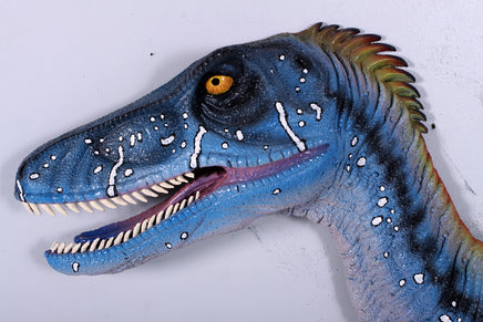 Blue Deinonychus Dinosaur Wall Decor Life Size Statue - LM Treasures 