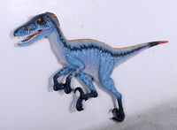 Blue Deinonychus Dinosaur Wall Decor Life Size Statue - LM Treasures 