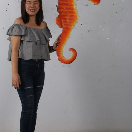 Medium Orange Seahorse Statue - LM Treasures 